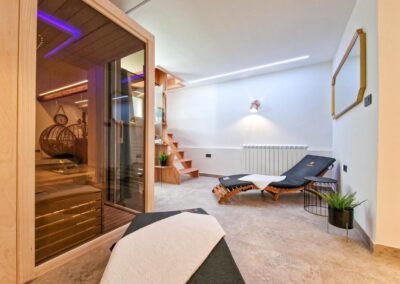 Sauna beside the relaxation loungers