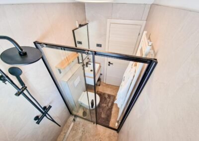 Glass shower enclosure at Grga's Villa