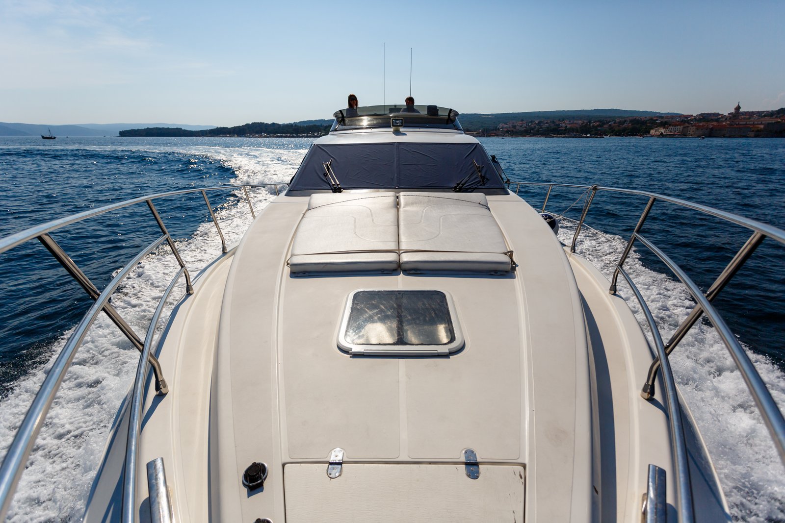 Motorboat cruising off the coast of Malinska